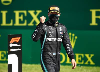 Valtteri Bottas celebrates after winning the Austrian Grand Prix.