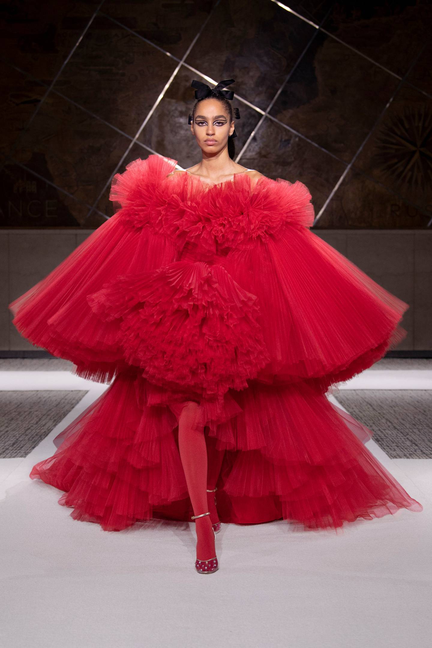 A red tulle gown by Giambattista Valli spring/summer 2022 haute couture. Photo: Giambattista Valli 