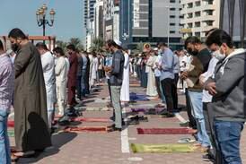 Midday prayers in Sharjah at the Al Noor Mosque. Antonie Robertson / The National