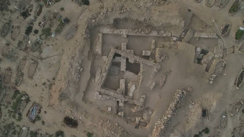 An aerial view of an excavation site. Photo: Bahrain Authority for Culture and Antiquities