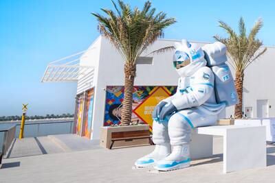 This seated sculpture is one of four 'Astrocat' installations at Yas Bay Waterfront. Photo: Yas Bay Waterfront