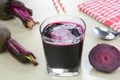 Freshly prepared beetroot juice in a glass cup. Getty Images