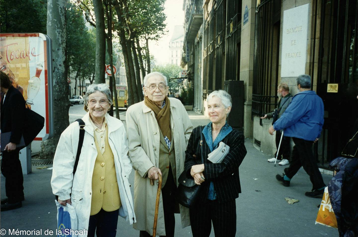 Odette Abadi, left, Moussa Abadi and friend Betty Saville in Paris in 1994. Memorial de la Shoah / Collection Odette Abadi