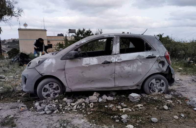 A damaged vehicle at the site of the explosion. Reuters