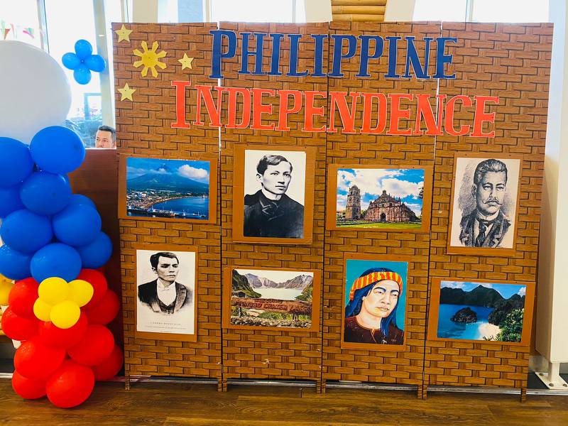 The restaurant is displaying photographs of national heroes for Independence Day. Edgar Nofelda