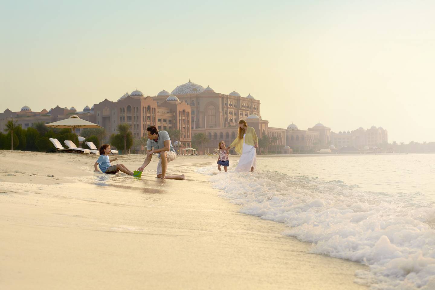 Emirates Palace has it’s own private shoreline plus two swimming pools to enjoy. Photo: DCT Abu Dhabi