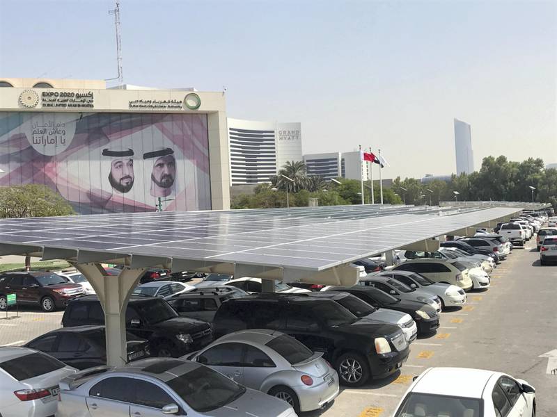 Dubai Electricity and Water Authority will begin adding solar panels on carports in the emirate. Courtesy Dewa