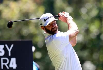 Dustin Johnson watches a tee shot during the first round of the Portland Invitational LIV Golf tournament in North Plains, Oregon. AP 