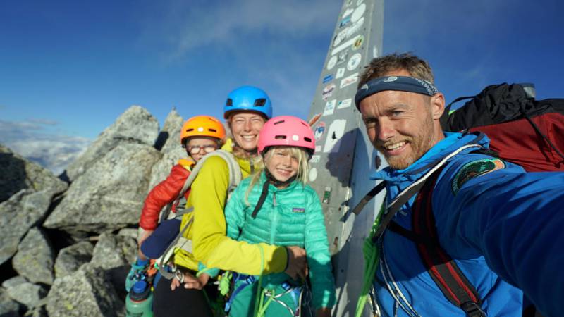 **Sent under embargo, no use before 14.00pm BST August 3 2020**
The Houlding family on a three day trip to climb Piz Badile. See SWNS story SWPLclimb; A toddler and his seven-year-old sister have smashed records to become the youngest mountain climbers to scale a massive 10,000ft peak and were given a reward - of Haribo. Freya Houlding, seven, and three-year-old Jackson were literally following in their professional climber father's footsteps as he led them up Piz Badile on the border of Switzerland and Italy. Dad Leo Houlding, 40, spends his working life climbing some of the most dangerous and most remote mountains on earth, and his wife, 41-year-old Jessica, a GP, is an avid climber too. And now Freya has become the youngest person to climb the mountain unaided, and Jackson the youngest person to get to the top - 153 years to the day since the peak was first climbed. Jackon says he enjoyed his climb - and the sweets he got as a well done.