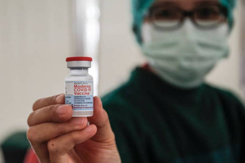 The Moderna vaccine was approved for emergency use in the UAE in June and has been authorised in more than 50 countries. Getty Images