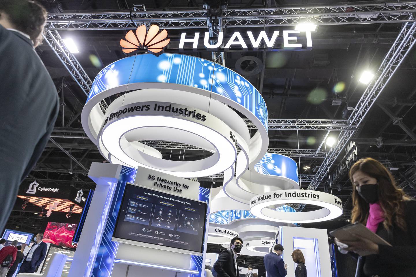 The Huawei stand at Gisec Global 2022 at the Dubai World Trade Centre. Antonie Robertson / The National