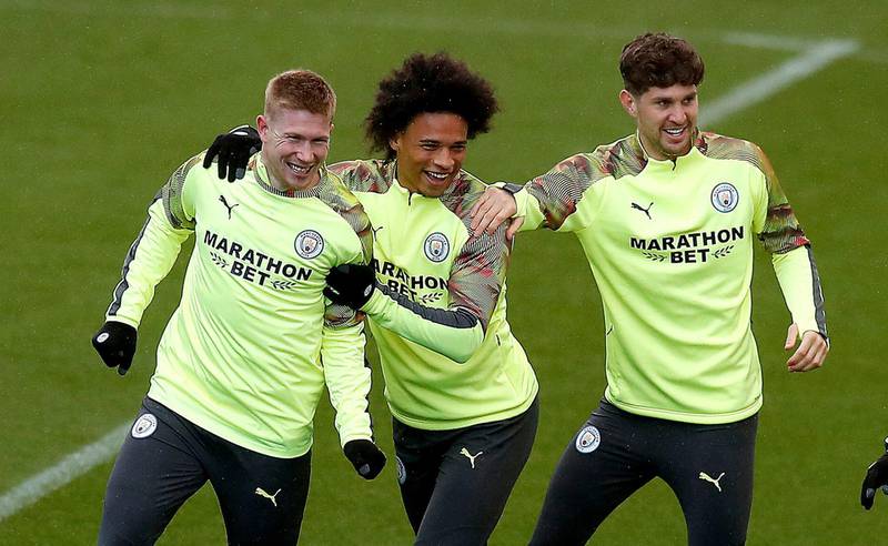 Left to right|: Manchester City's Kevin De Bruyne, Leroy Sane and John Stones. AP
