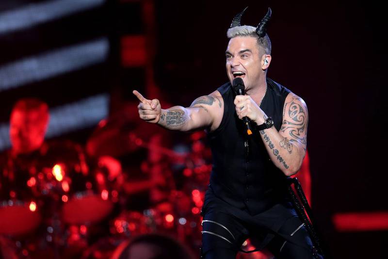 British artist Robbie Williams performs at du arena in Abu Dhabi on April 25, 2015. Christopher Pike / The National