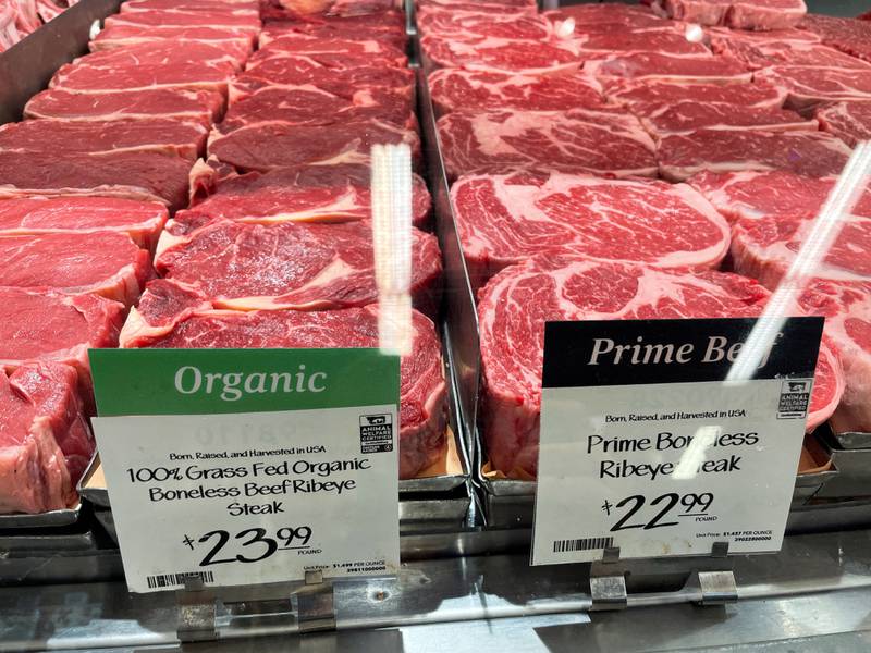 Meat in a Los Angeles supermarket as rising inflation affects US consumer prices. Reuters