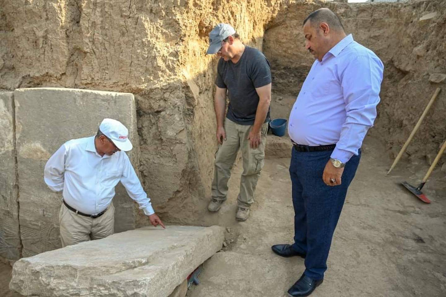 The carvings were found at Mashki Gate, one of the monumental gates for the old city of Nineveh, the most populous city of the Assyrian Empire. Picture: Ministry of Culture