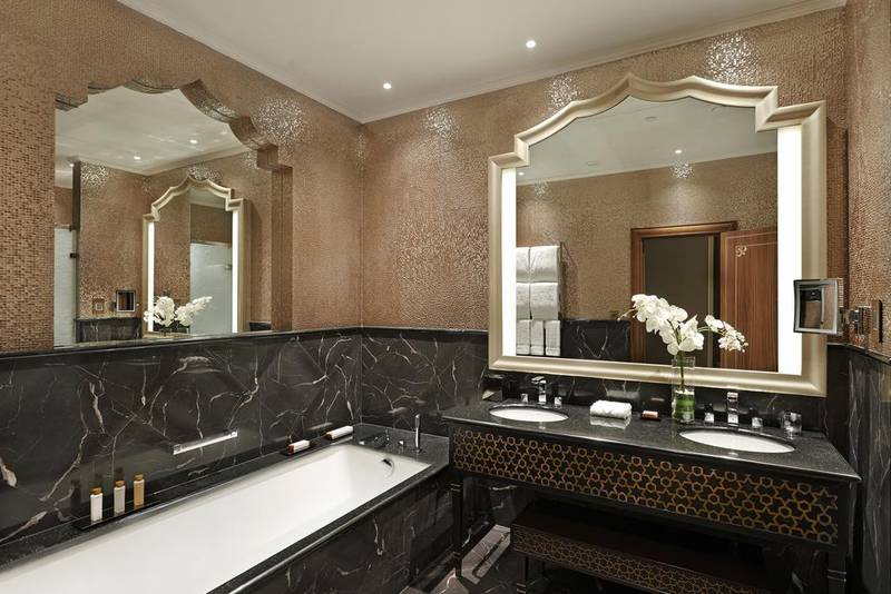 A bathroom inside a Waldorf Astoria Ras Al Khaimah suite. Courtesy Waldorf Astoria Hotels & Resorts