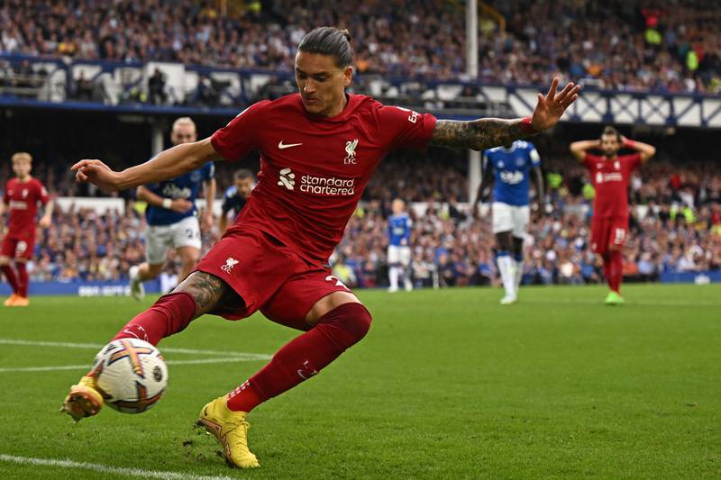 Liverpool's Uruguayan striker Darwin Nunez controls the ball. AFP