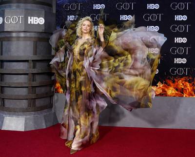 epaselect epa07483834 British actress Gwendoline Christie arrives for the New York red carpet premiere for the eighth and final season of Game of Thrones at Radio City Music Hall in New York, New York, USA, 03 April 2019.  EPA-EFE/JASON SZENES
