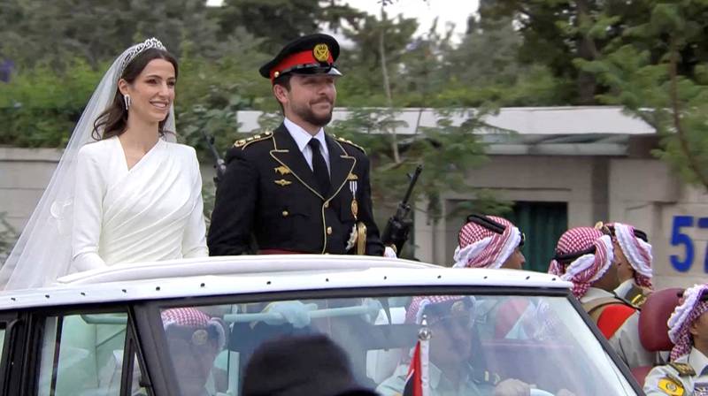 Princess Rajwa wears striking Elie Saab dress for her wedding to Crown ...