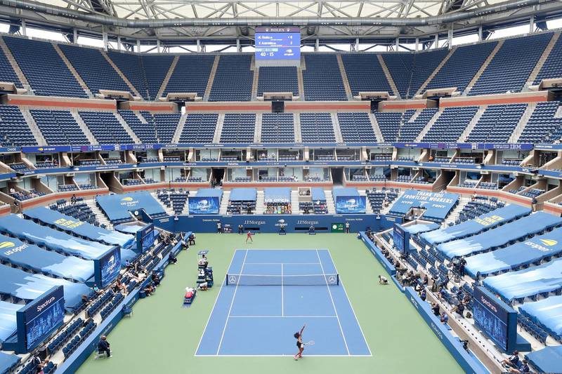 A general view of Arthur Ashe stadium during the US Open final between Naomi Osaka and Victoria Azarenka. AFP