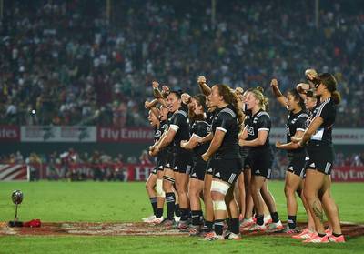 New Zealand perform the haka after winning the Dubai Sevens tournament on Friday night. Tom Dulat / Getty Images / December 2, 2016