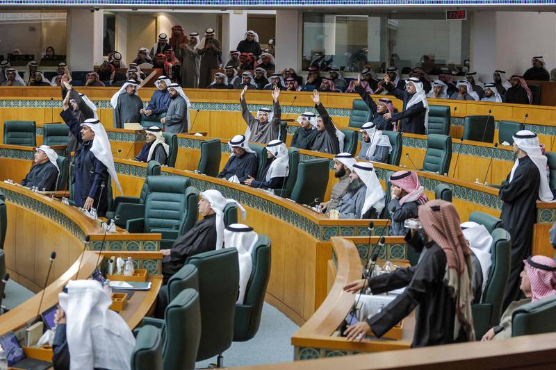 Kuwaiti legislators at a session of the National Assembly on Tuesday. AFP