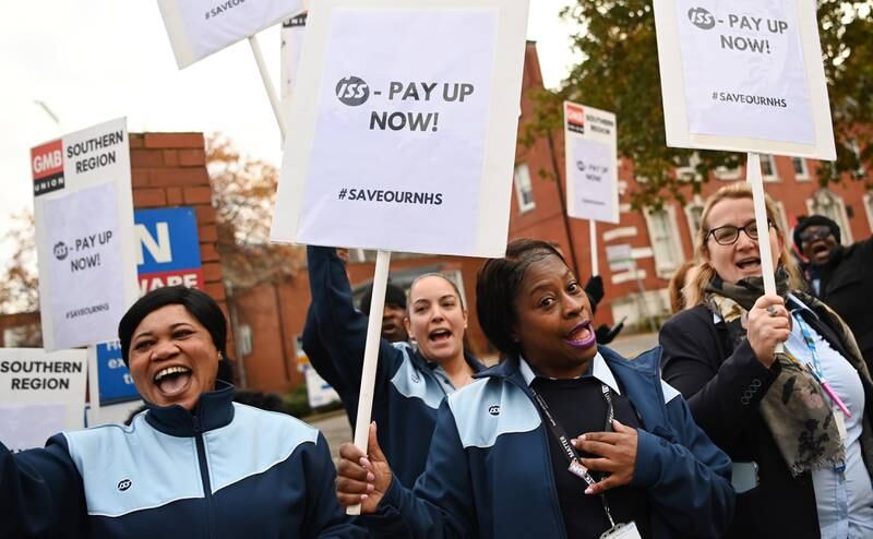 On Thursday NHS domestic cleaners went on strike outside a hospital in London. Britain will suffer strikes every day in the lead up to Christmas as discontent spreads about pay, which many workers claim is failing to keep pace with soaring inflation. EPA