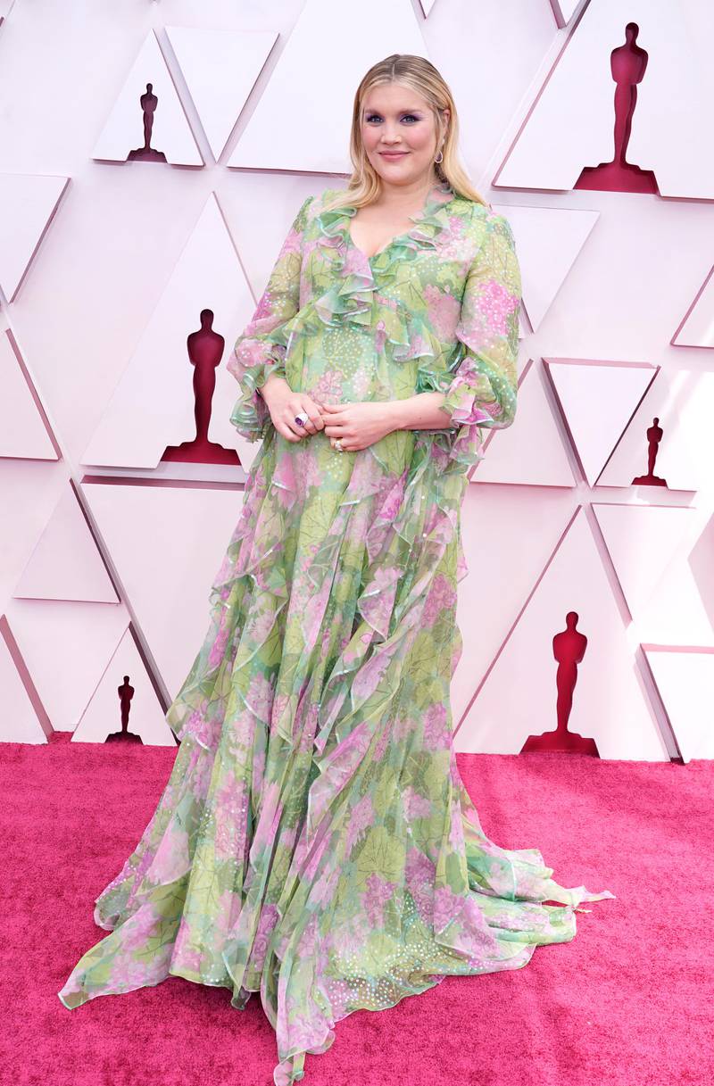 Emerald Fennell, in Gucci, arrives for the 93rd annual Academy Awards ceremony at Union Station in Los Angeles, California, on, 25 April 25, 2021. EPA