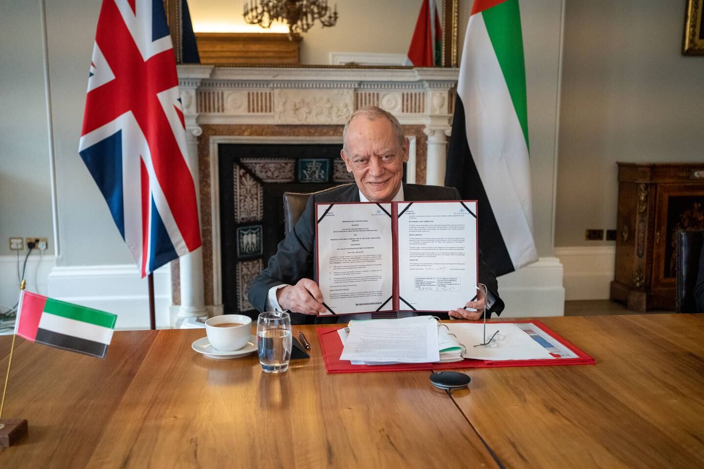 Lord Gerry Grimstone, UK Minister for Investment after the signing of the Sovereign Investment Partnership last March. Photo: Supplied