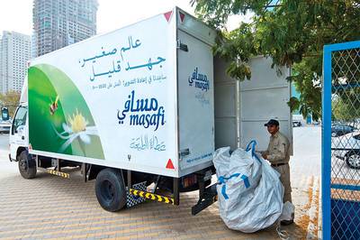 Masafi has schemes to keep its environmental impact as low as possible. But experts say recycling needs consumers on board, rather than leaving the responsibility solely to companies and government. Courtesy Masafi