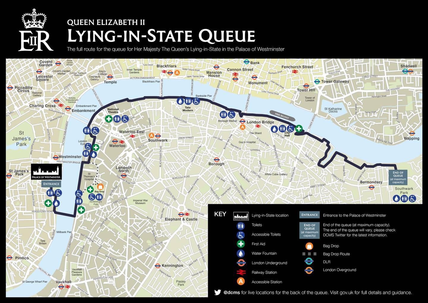 The route for the queue. Photo: UK Government