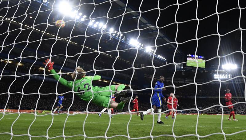 Liverpool goalkeeper Caoimhin Kelleher cannot stop Mateo Kovacic's fabulous volley for Chelsea to pull one back. Reuters