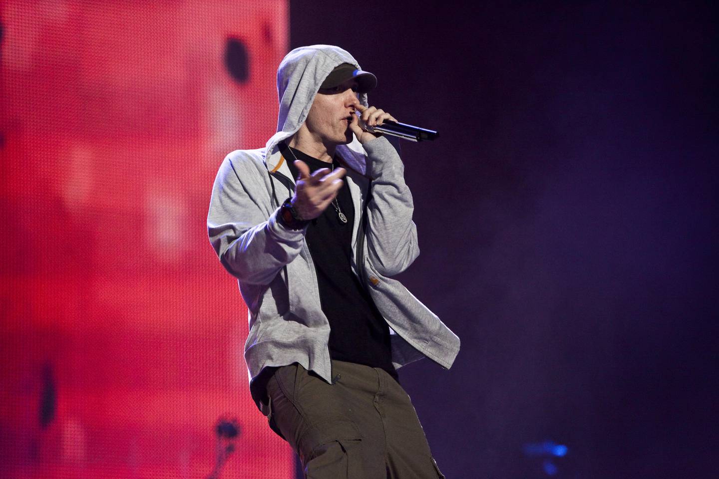 ABU DHABI, UNITED ARAB EMIRATES,  November 04, 2012. Eminem plays at the Du Arena on Yas Island as part of the F1 weekend entertainment. Image is to be published once only and not for download before 30th Nov 2012. (ANTONIE ROBERTSON / The National)