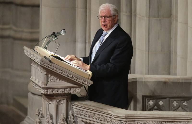Pulitzer Prize-winning journalist Carl Bernstein eulogises his former boss and 'Washington Post' executive editor Ben Bradlee at the National Cathedral in Washington. Getty Images / AFP