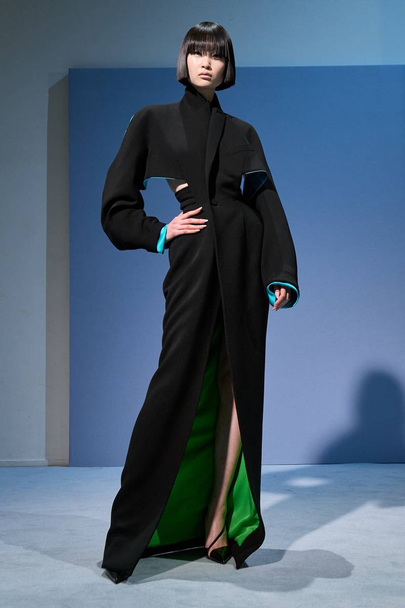 A jacket elongated into an evening dress from the Jean Paul Gaultier spring collection. Courtesy Jean Paul Gaultier