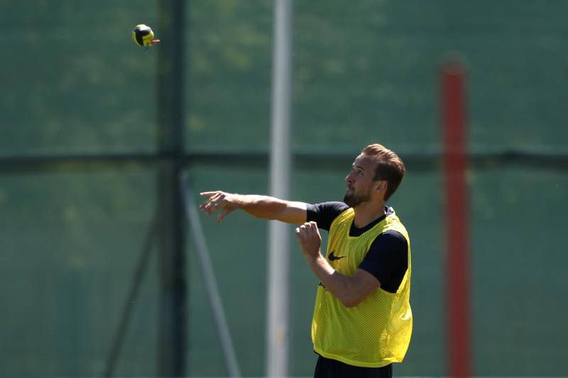 England captain Harry Kane during training in Saint Petersburg. Lee Smith / Reuters