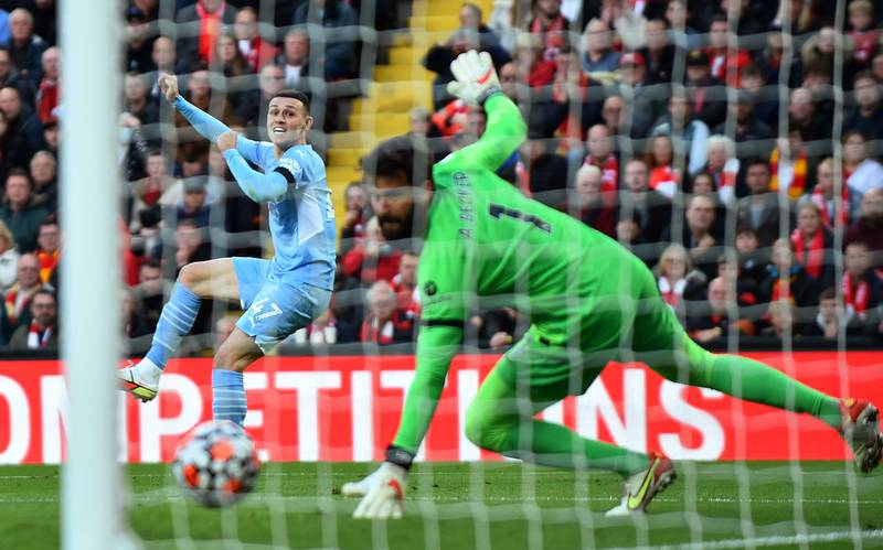 Phil Foden scores Manchester City's first goal. Reuters
