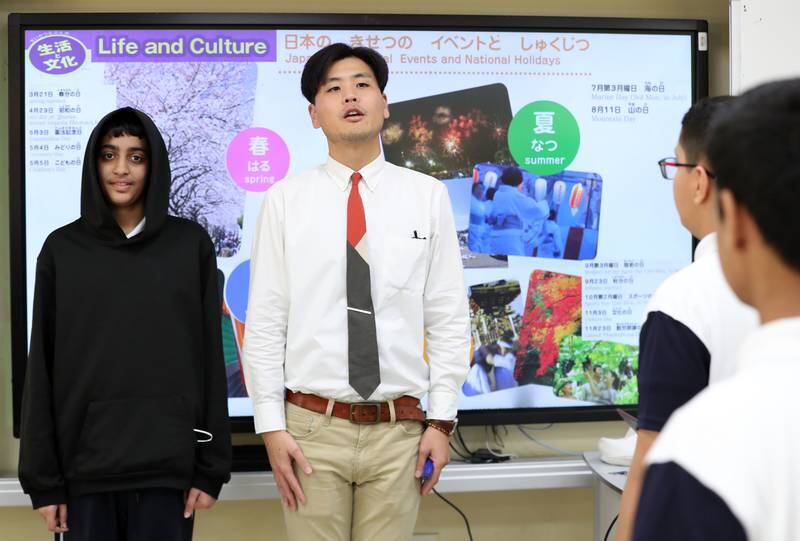 Secondary Model School for boys in Sharjah believes learning Japanese helps broaden pupils' minds and prepare them for a better future. All photos: Chris Whiteoak / The National