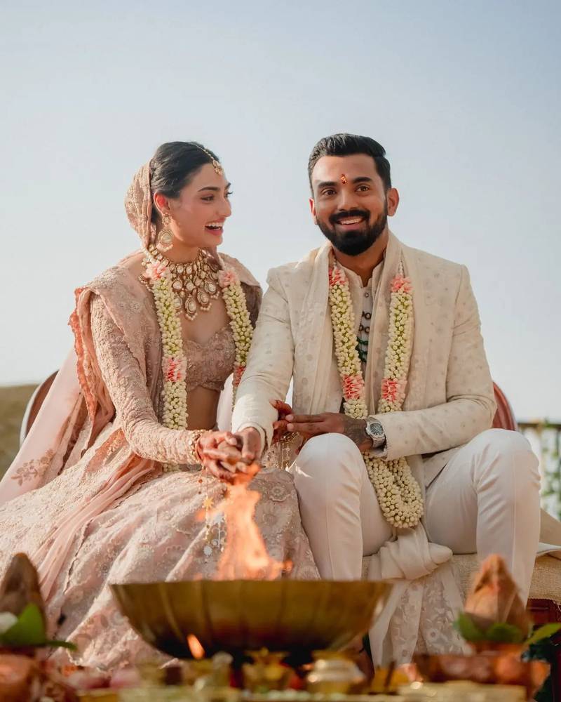 Indian cricketer KL Rahul and Bollywood actress Athiya Shetty were married at an intimate ceremony in Khandala, Maharashtra. Photo: Instagram / klrahul