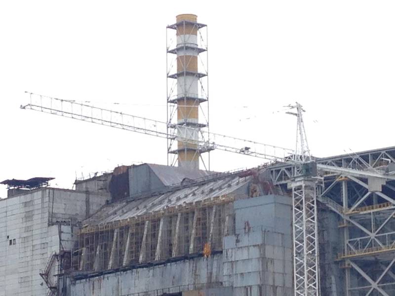 The sarcophagus over reactor number four at Chernobyl was designed and built in 1986 to keep in 74,0000m3 of radioactive debris and contaminated soil. In November 2016 the sarcophagus itself was covered in the €1.5 billion (Dh6.22bn) Chernobyl New Safe Confinement project. Declan McVeigh/The National