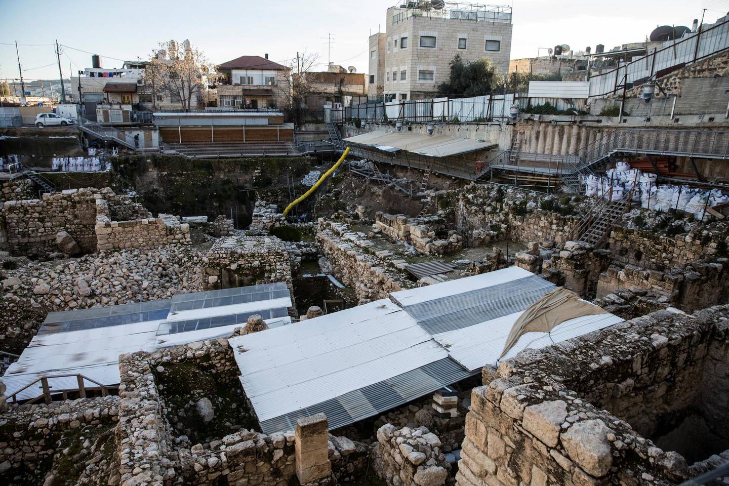 An Israeli archeological dig in the Wadi Hilweh in Silwan, a contested neighborhood right beyond the Old CityÕs walls of Jerusalem where Jewish settlers have moved into the area .

Israeli archeologists, backed by a right-wing nationalist Jewish organization, are digging a tunnel that they say traces a road Jewish worshippers used 2,000 years ago and now is set to be part of a larger tourist and religious attraction. 
(Photo by Heidi Levine for The National).