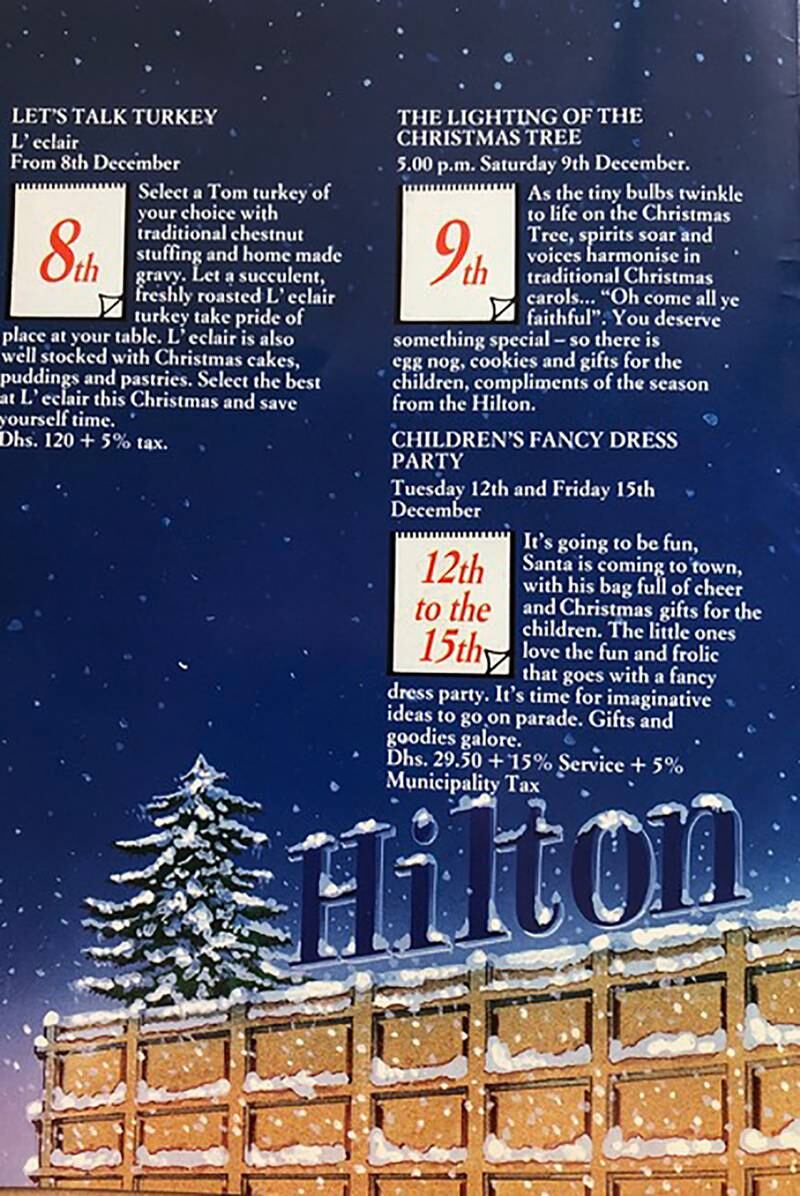 Some of festive events at Hilton in 1989 including the tree-lighting ceremony. Photo: Michelle Brown