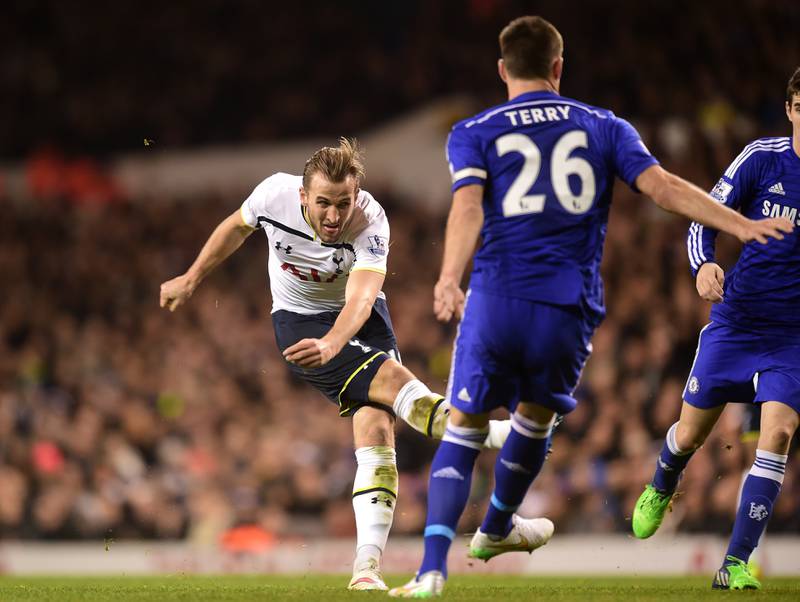 Harry Kane scoring a superb individual goal in Tottenham's 5-3 win over Chelsea on New Year's Day, 2015. PA