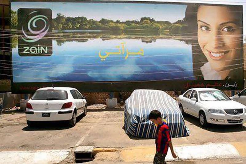 A Zain billboard in Baghdad. The provider has had its contract extension overturned. Wathiq Khuzaie / Getty Images