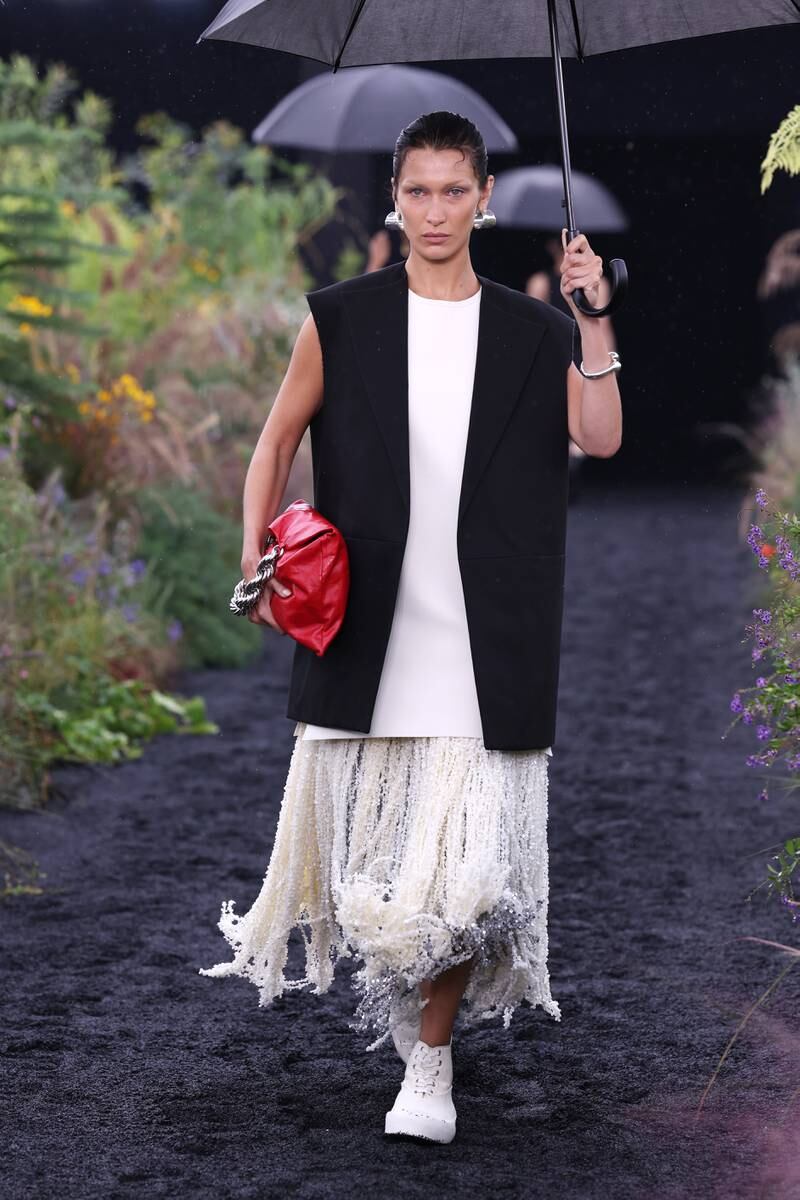 Bella walks the runway of the Jil Sander fashion show during Milan Fashion Week. Getty Images