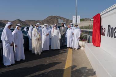 Sheikh Dr Sultan bin Muhammad Al Qasimi, Ruler of Sharjah, inaugurates Kalba Road. Courtesy Sharjah Government Media Office