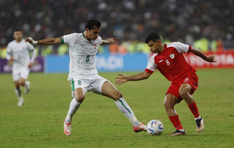 Bayesh competes for the ball with Al Aghbari. Reuters