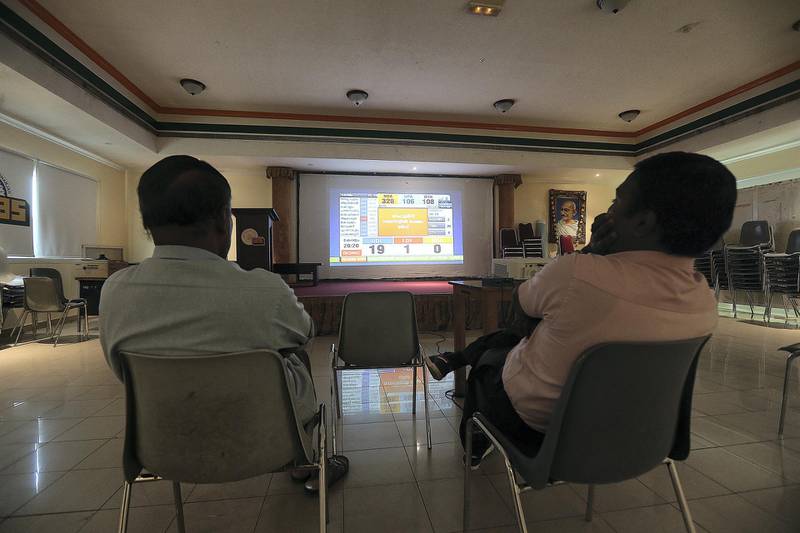 Sharjah, May, 23, 2019: A congress supporters looks dejected at the Indian association in Sharjah.  Satish Kumar/ For the National