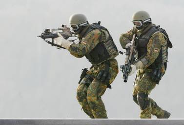 Soldiers from the Kommando Spezialkraefte (KSK), the German Bundeswehr's special forces, take part in a training exercise in Calw, southern Germany AP