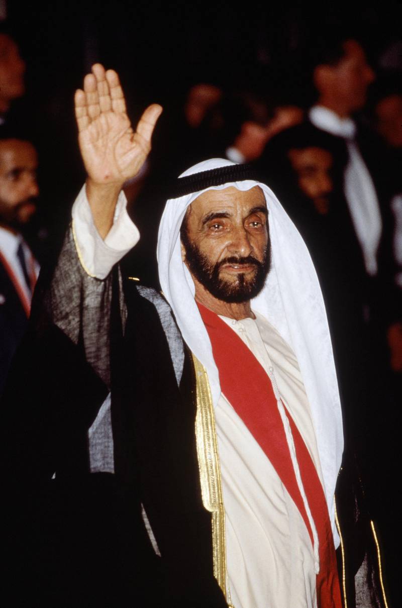 LONDON, UNITED KINGDOM:  July 1989 - Sheikh Zayed bin Sultan al Nahyam President of the United Arab Emirates in London during his State Visit.  (Photo by Tim Graham/Getty Images)